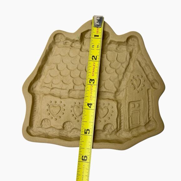 Brown Bag Cookie Art Mold Gingerbread House Durable Ceramic Heart Cottage Vtg - Picture 9 of 9